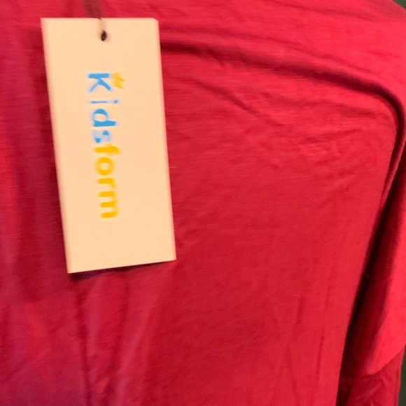 Kids form long sleeve, lightweight nightgown deep red color, side slits small - Picture 3 of 4